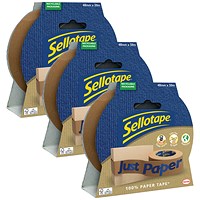 Sellotape Packaging Paper Tape, 48mmx50m, Brown - 3 Pack Saver Bundle