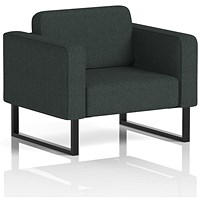 Brixworth Armchair, With Black Legs, In Rivet Fabric, Charcoal