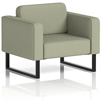 Brixworth Armchair, With Black Legs, In Main Line Flax Fabric, Newbury