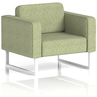 Brixworth Armchair, With White Legs, In Rivet Fabric, Burnish