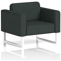 Brixworth Armchair, With White Legs, In Rivet Fabric, Charcoal