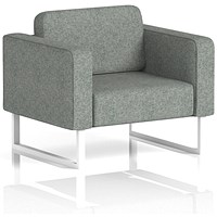 Brixworth Armchair, With White Legs, In Rivet Fabric, Prime