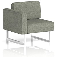 Brixworth Modular Seating Right Unit, With White Legs, In Rivet Fabric, Vitreous