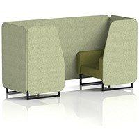 Brixworth 2 Seater Booth, Black Legs, Rivet Fabric, Burnish Panels And Olive Sofa