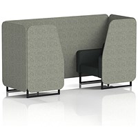 Brixworth 2 Seater Booth, Black Legs, Rivet Fabric, Vitreous Panels And Charcoal Sofa