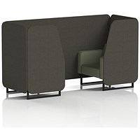 Brixworth 2 Seater Booth, Black Legs, Main Line Flax Fabric, Temple Panels And Monument Sofa