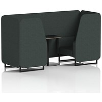 Brixworth 2 Seater Booth with Table, Black Legs, Black Table, Rivet Fabric, Charcoal Panels And Sofa