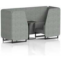 Brixworth 2 Seater Booth with Table, Black Legs, Black Table, Rivet Fabric, Prime Panels And Sofa