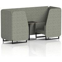 Brixworth 2 Seater Booth with Table, Black Legs, Black Table, Rivet Fabric, Vitreous Panels And Sofa