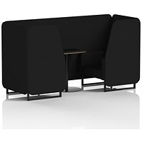 Brixworth 2 Seater Booth with Table, Black Legs, Black Table, X2 Fabric, Diameter Panels And Sofa