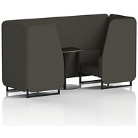 Brixworth 2 Seater Booth with Table, Black Legs, Black Table, Main Line Flax Fabric, Temple Panels And Sofa