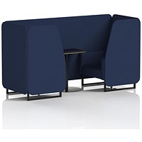 Brixworth 2 Seater Booth with Table, Black Legs, Black Table, Synergy Fabric, Alike Panels And Sofa