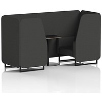 Brixworth 2 Seater Booth with Table, Black Legs, Black Table, Synergy Fabric, Mix Panels And Sofa