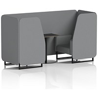 Brixworth 2 Seater Booth with Table, Black Legs, Black Table, Synergy Fabric, Partner Panels And Sofa