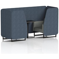 Brixworth 2 Seater Booth with Table, Black Legs, Black Table, Rivet Fabric, Crucible Panels And Prime Sofa