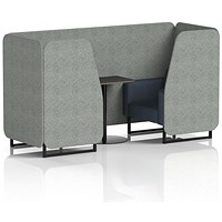 Brixworth 2 Seater Booth with Table, Black Legs, Black Table, Rivet Fabric, Prime Panels And Crucible Sofa