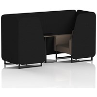 Brixworth 2 Seater Booth with Table, Black Legs, Black Table, X2 Fabric, Diameter Panels And Theory Sofa