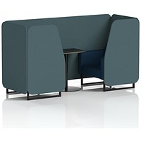 Brixworth 2 Seater Booth with Table, Black Legs, Black Table, X2 Fabric, Polygon Panels And Calculus Sofa
