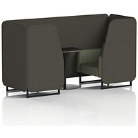 Brixworth 2 Seater Booth with Table, Black Legs, Black Table, Main Line Flax Fabric, Temple Panels And Monument Sofa