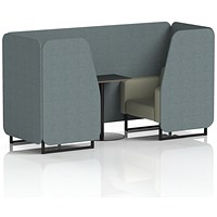 Brixworth 2 Seater Booth with Table, Black Legs, Black Table, Main Line Flax Fabric, Westminster Panels And Newbury Sofa