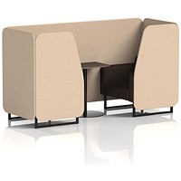 Brixworth 2 Seater Booth with Table, Black Legs, Black Table, Synergy Fabric, Affix Panels And Wed Sofa