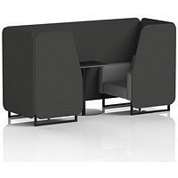 Brixworth 2 Seater Booth with Table, Black Legs, Black Table, Synergy Fabric, Mix Panels And Partner Sofa