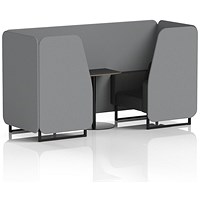 Brixworth 2 Seater Booth with Table, Black Legs, Black Table, Synergy Fabric, Partner Panels And Mix Sofa