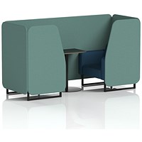 Brixworth 2 Seater Booth with Table, Black Legs, Black Table, Sumi Fabric, Handa Panels And Uto Sofa