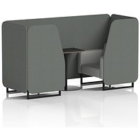 Brixworth 2 Seater Booth with Table, Black Legs, Black Table, Sumi Fabric, Kobe Panels And Tokyo Sofa