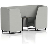 Brixworth 2 Seater Booth with Table, Black Legs, Black Table, Sumi Fabric, Tokyo Panels And Kobe Sofa
