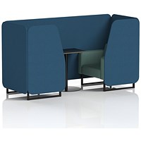 Brixworth 2 Seater Booth with Table, Black Legs, Black Table, Sumi Fabric, Uto Panels And Handa Sofa