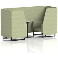 Brixworth 2 Seater Booth with Table, Black Legs, Grey/Black Table, Rivet Fabric, Burnish Panels And Sofa