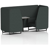 Brixworth 2 Seater Booth with Table, Black Legs, Grey/Black Table, Rivet Fabric, Charcoal Panels And Sofa