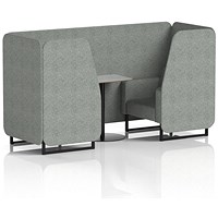 Brixworth 2 Seater Booth with Table, Black Legs, Grey/Black Table, Rivet Fabric, Prime Panels And Sofa