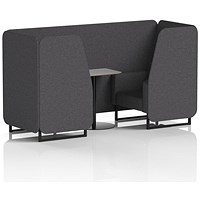 Brixworth 2 Seater Booth with Table, Black Legs, Grey/Black Table, X2 Fabric, Arithmetic Panels And Sofa