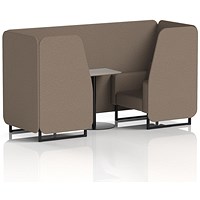 Brixworth 2 Seater Booth with Table, Black Legs, Grey/Black Table, X2 Fabric, Theory Panels And Sofa