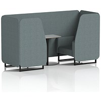 Brixworth 2 Seater Booth with Table, Black Legs, Grey/Black Table, Main Line Flax Fabric, Westminster Panels And Sofa