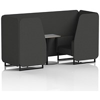 Brixworth 2 Seater Booth with Table, Black Legs, Grey/Black Table, Synergy Fabric, Mix Panels And Sofa