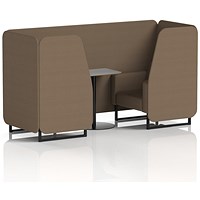 Brixworth 2 Seater Booth with Table, Black Legs, Grey/Black Table, Sumi Fabric, Osaka Panels And Sofa