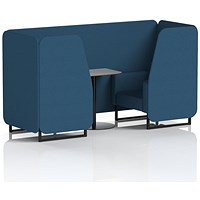 Brixworth 2 Seater Booth with Table, Black Legs, Grey/Black Table, Sumi Fabric, Uto Panels And Sofa