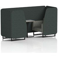 Brixworth 2 Seater Booth with Table, Black Legs, Grey/Black Table, Rivet Fabric, Charcoal Panels And Vitreous Sofa