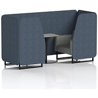 Brixworth 2 Seater Booth with Table, Black Legs, Grey/Black Table, Rivet Fabric, Crucible Panels And Prime Sofa