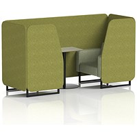 Brixworth 2 Seater Booth with Table, Black Legs, Grey/Black Table, Rivet Fabric, Olive Panels And Burnish Sofa