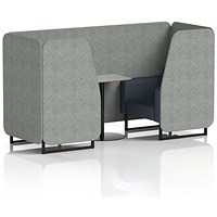 Brixworth 2 Seater Booth with Table, Black Legs, Grey/Black Table, Rivet Fabric, Prime Panels And Crucible Sofa