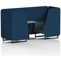 Brixworth 2 Seater Booth with Table, Black Legs, Grey/Black Table, X2 Fabric, Calculus Panels And Polygon Sofa