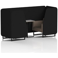 Brixworth 2 Seater Booth with Table, Black Legs, Grey/Black Table, X2 Fabric, Diameter Panels And Theory Sofa