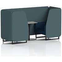 Brixworth 2 Seater Booth with Table, Black Legs, Grey/Black Table, X2 Fabric, Polygon Panels And Calculus Sofa