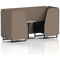 Brixworth 2 Seater Booth with Table, Black Legs, Grey/Black Table, X2 Fabric, Theory Panels And Diameter Sofa