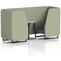 Brixworth 2 Seater Booth with Table, Black Legs, Grey/Black Table, Main Line Flax Fabric, Newbury Panels And Westminster Sofa