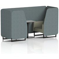 Brixworth 2 Seater Booth with Table, Black Legs, Grey/Black Table, Main Line Flax Fabric, Westminster Panels And Newbury Sofa